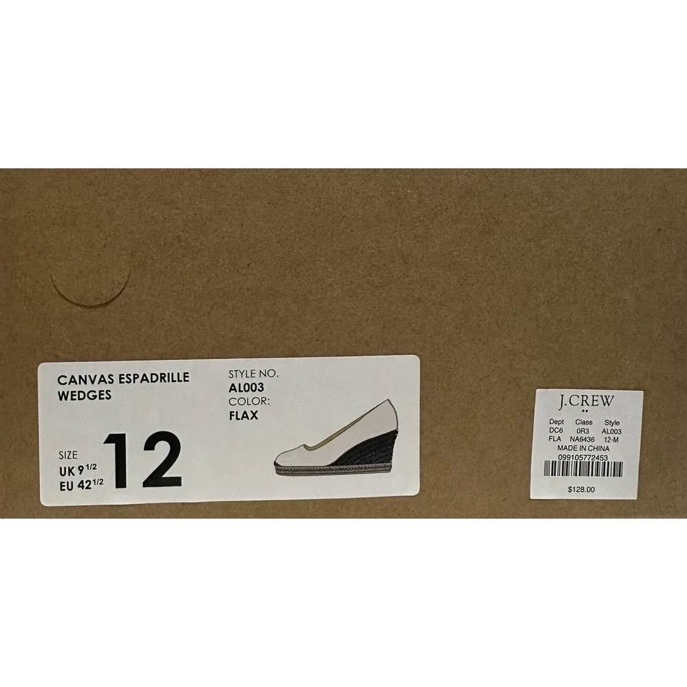 J.Crew Factory Shoes Women's Size 12 Canvas Espadrille Flax Beige